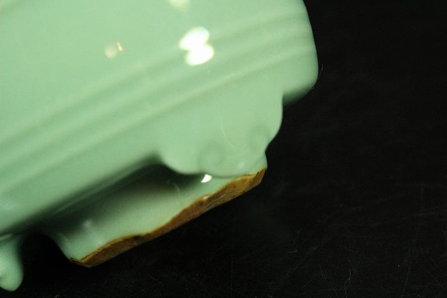 初代 宮永東山作 青磁香炉 銀火屋 37g 共箱 古美術(K-A640)