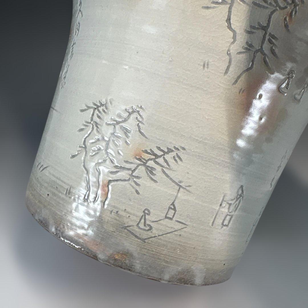 【中古品】佐久間芳山造　茶会ノ図水指（共箱）USED〈税込•送料込〉