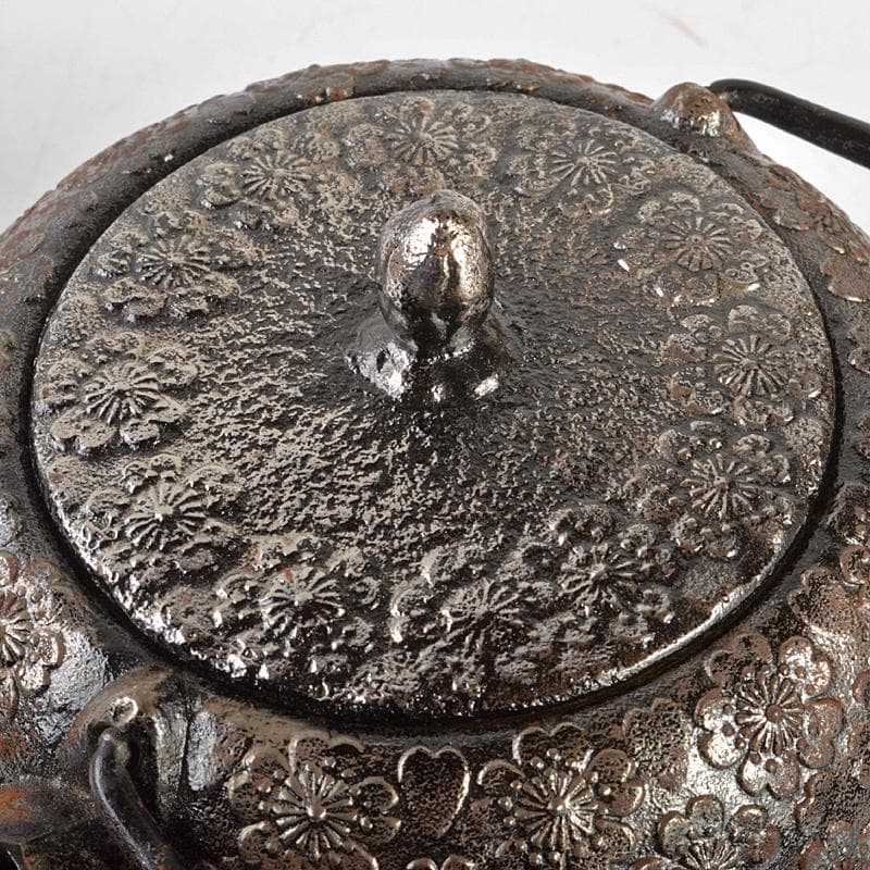 南部鉄器 　照光堂 造　桜文　砂鉄急須　共箱　D　R6745