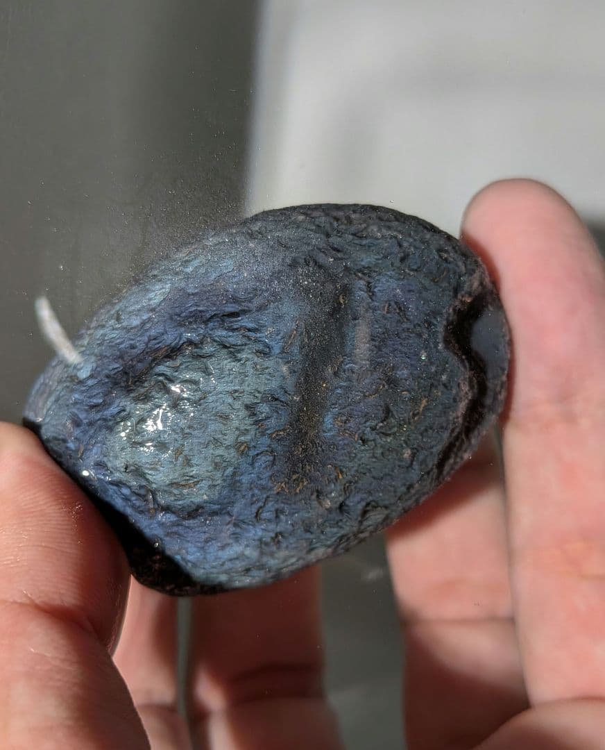 原石　十勝石玲瓏　ブルーベースレインボーオブシディアン　超特級品