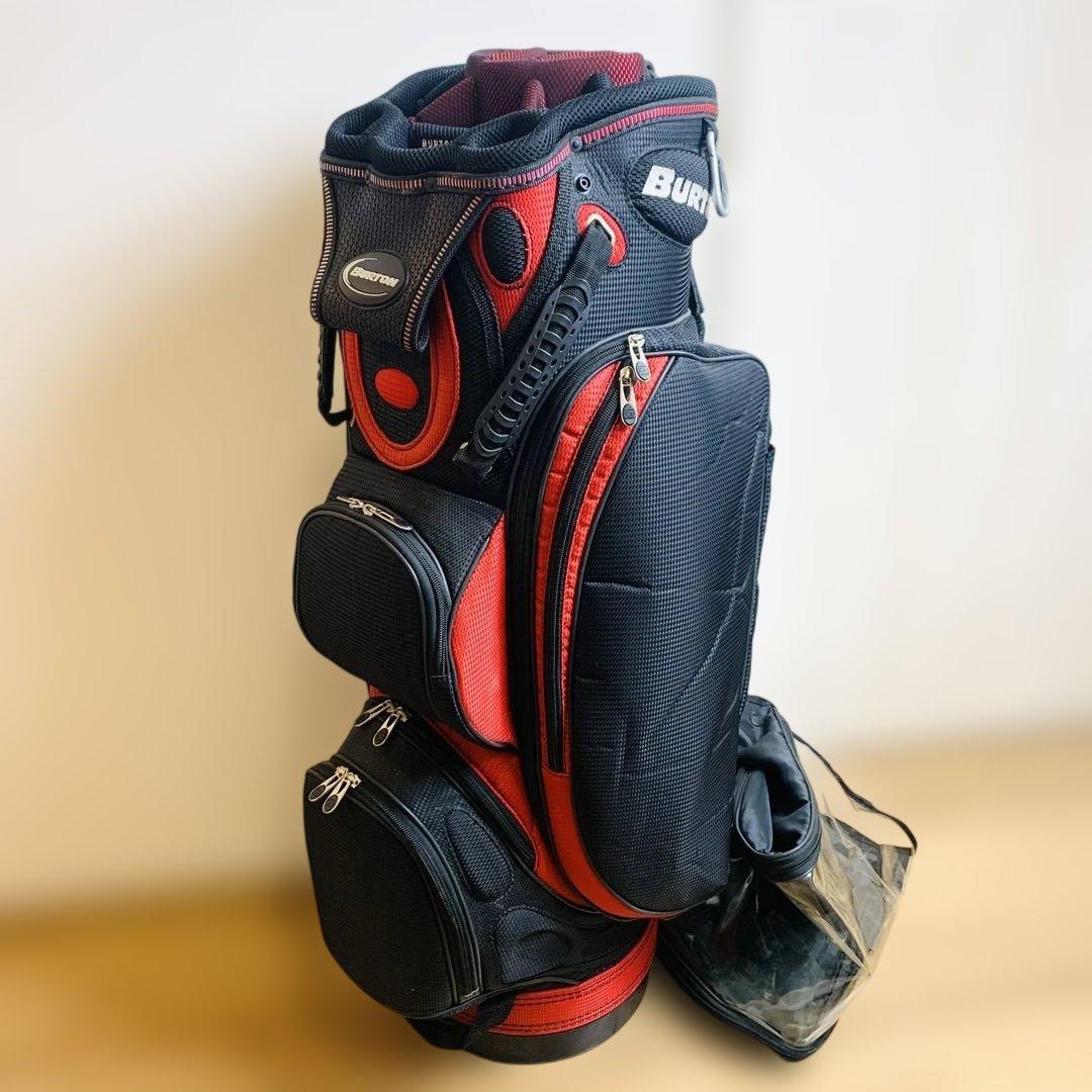 BURTON バートン ゴルフ キャディバッグ フード付き レッド ブラック