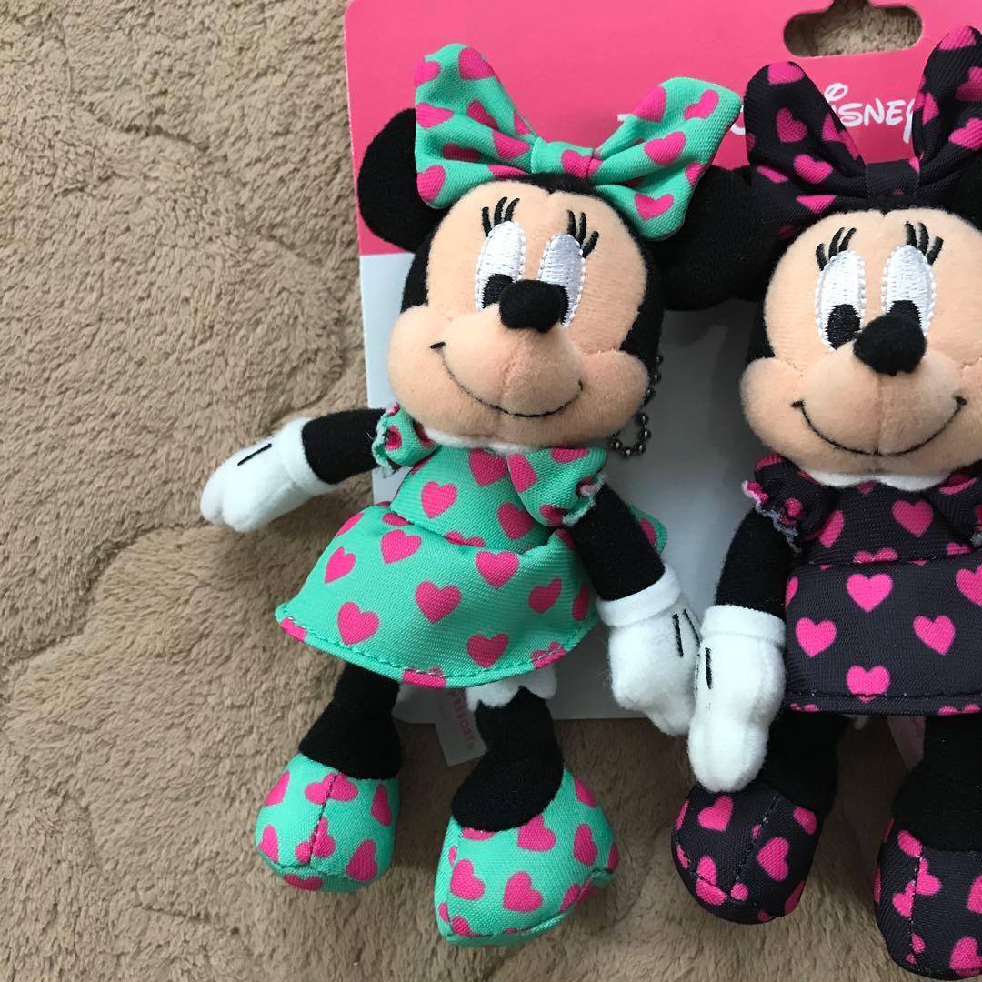 ミニー　ぬいぐるみバッジ　ハート柄　3個セット