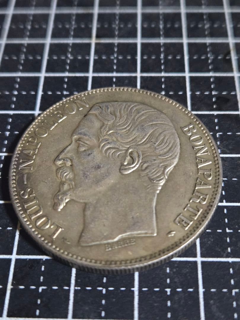 美品 5フラン 1852年 ナポレオン3世 24.89g SV900
