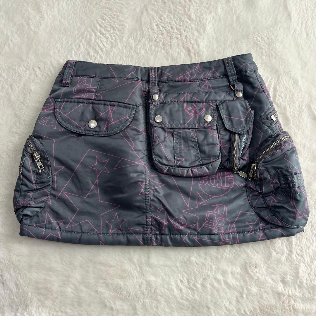 パーリーゲイツ ゴルフ ポーチ付き中綿スカート ロゴワッペン 星柄 スマイル 1