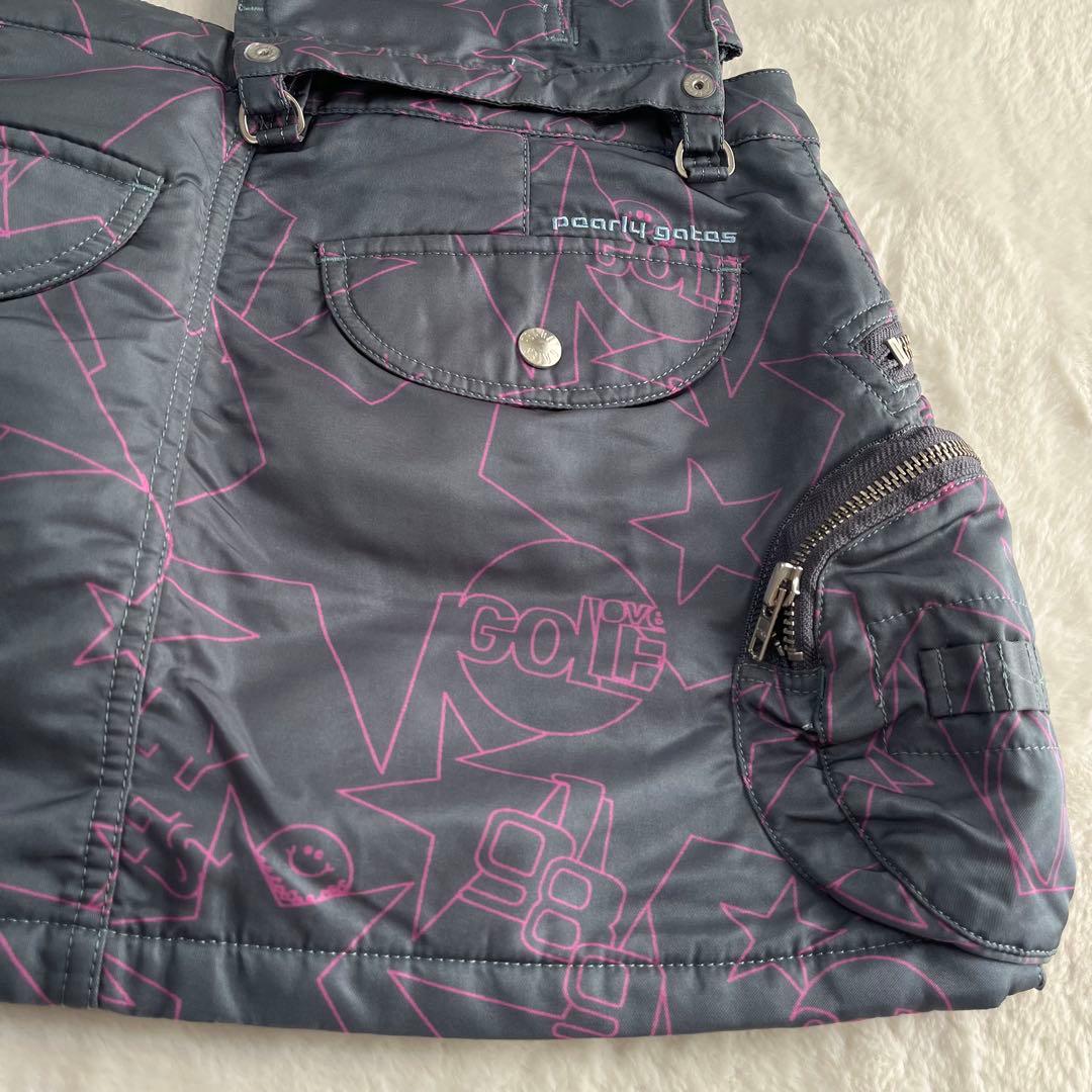 パーリーゲイツ ゴルフ ポーチ付き中綿スカート ロゴワッペン 星柄 スマイル 1