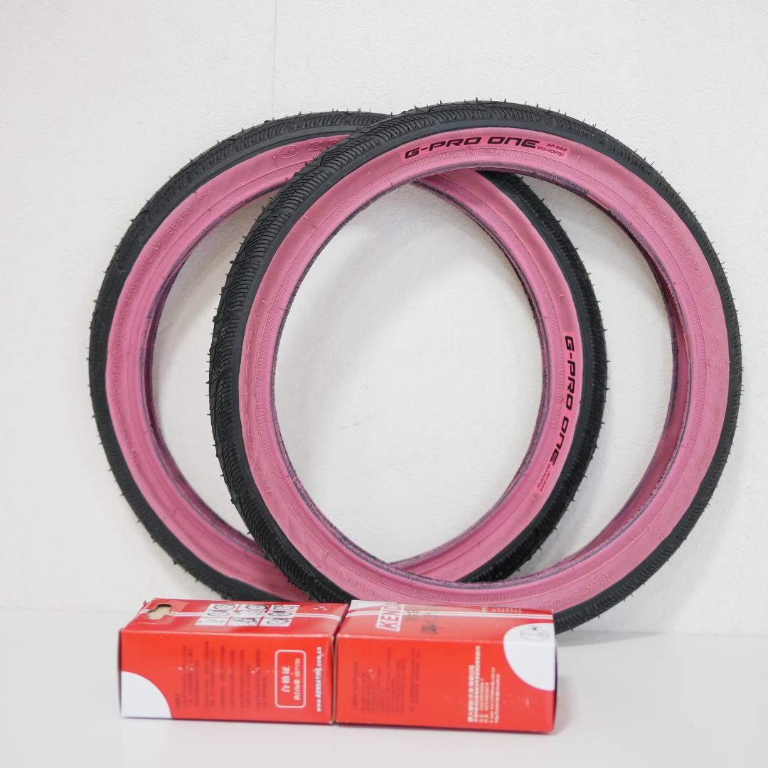 ピンク　14インチ　タイヤ　チューブ　14*1.5　1台分　ダホンＫ3