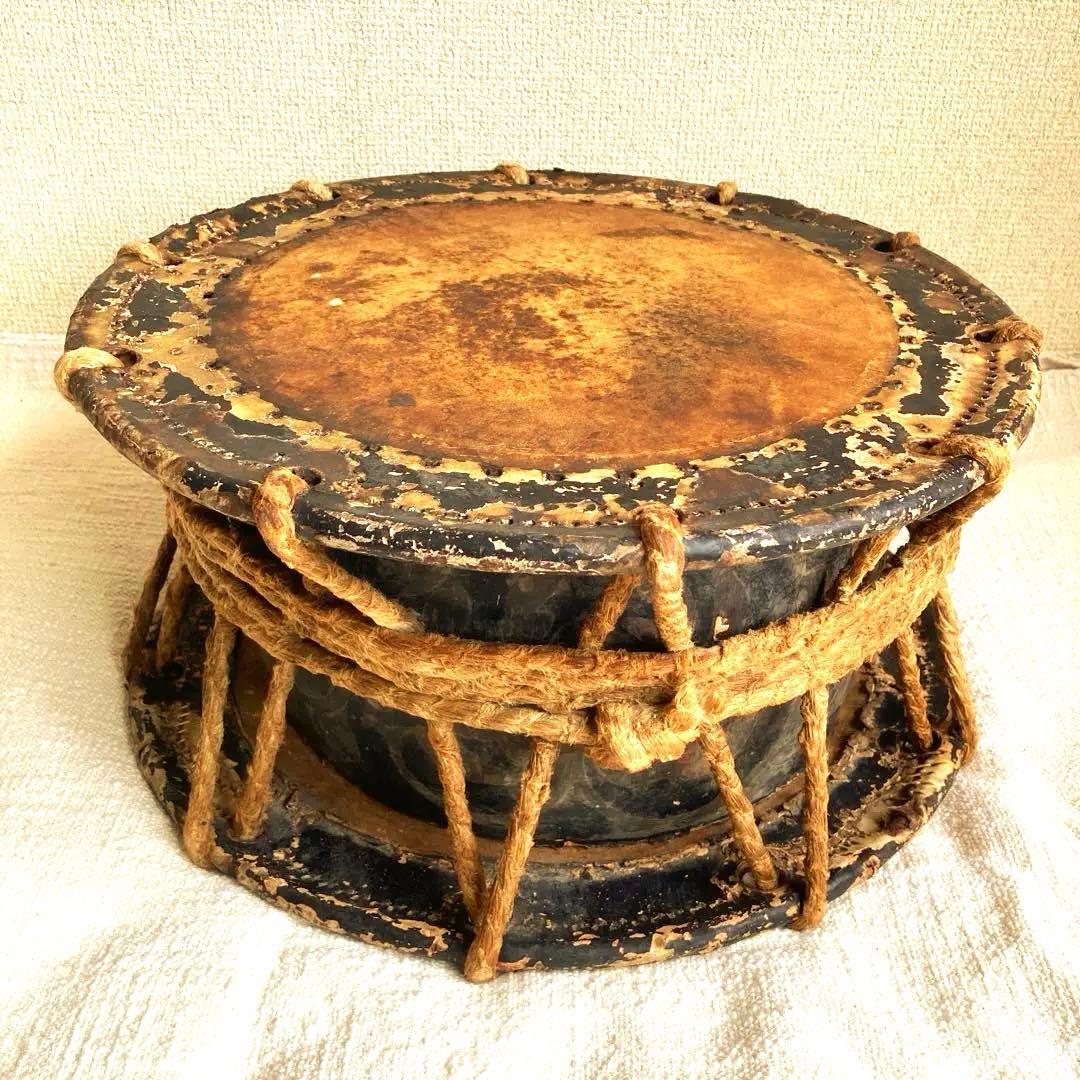 和太鼓　締太鼓　蒔絵胴　アンティーク　骨董