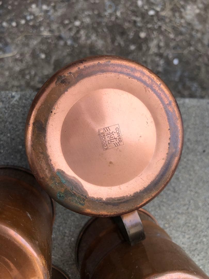 銅製マグカップと鍋のセットキャンプ用