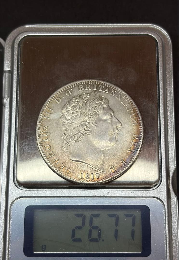 1818年 英国 ジョージ3世 クラウン銀貨 竜退治