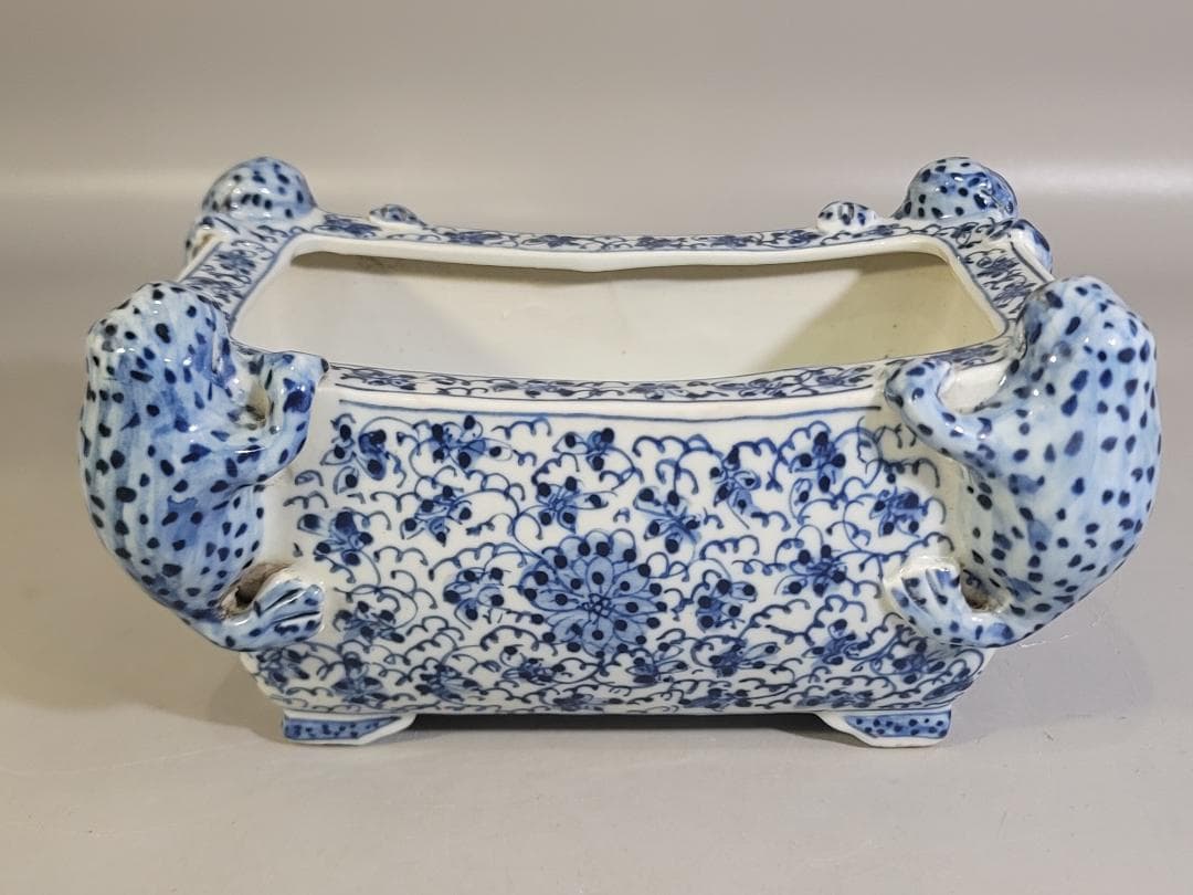 中国 染付 四方蝦蟇 筆洗 DT745