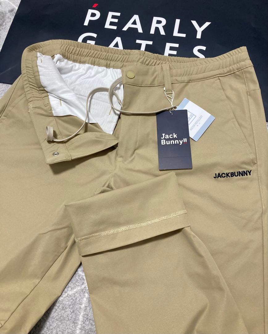 新品 パーリーゲイツ ジャックバニー ポリエステルツイルパンツ(5)L/ベージュ