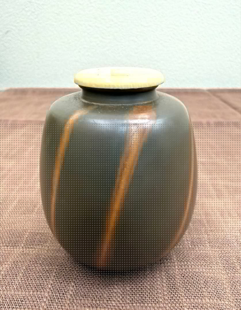 小西陶古　備前茶入　共箱　笹蔓緞子　備前焼　伊部　美品