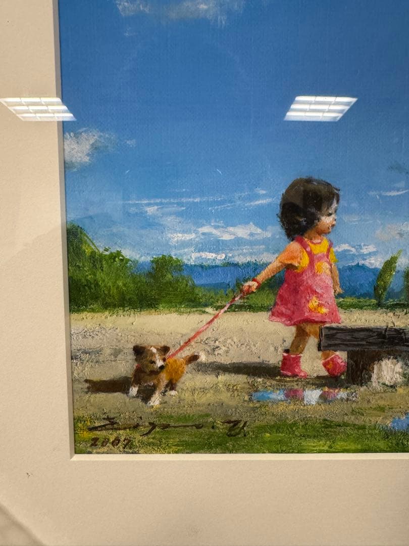 櫻井幸雄　ピンクの雨ぐつ　 絵画　 絵