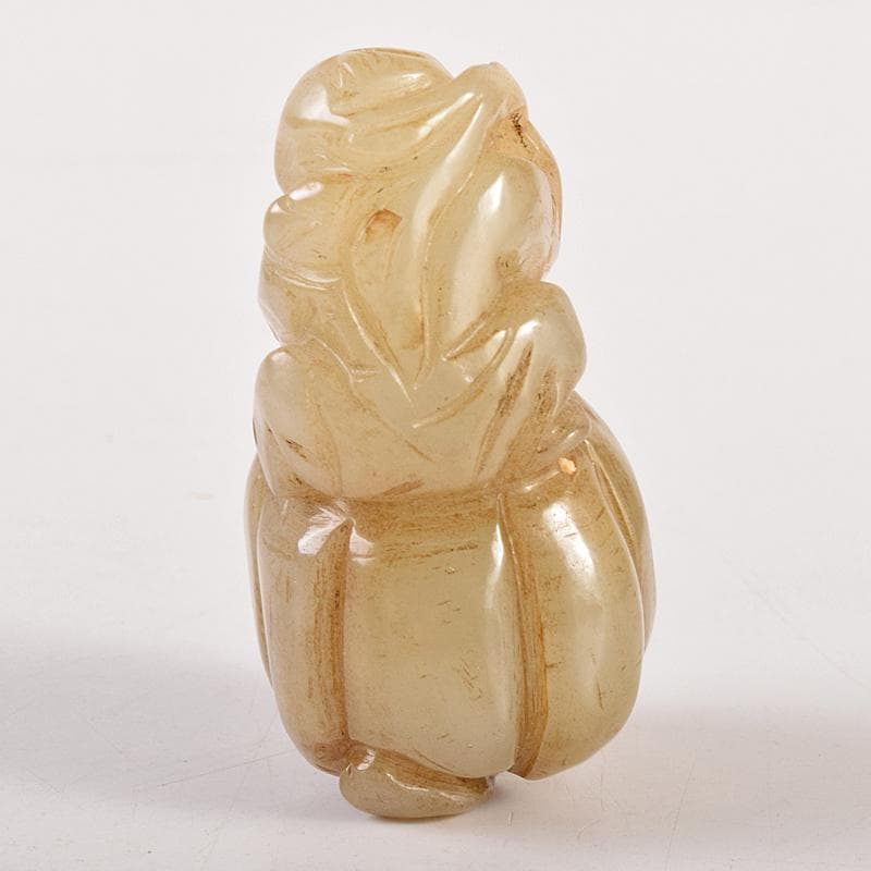 中国　玉石彫刻　寿老人　根付　C　7930E