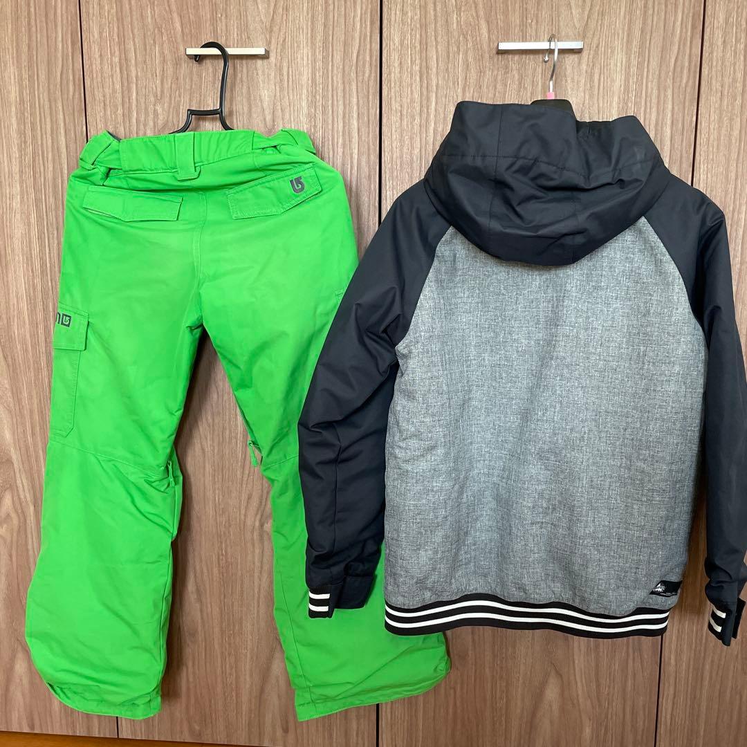 Burton スノーボードウェアセット グレーとグリーン　キッズMサイズ