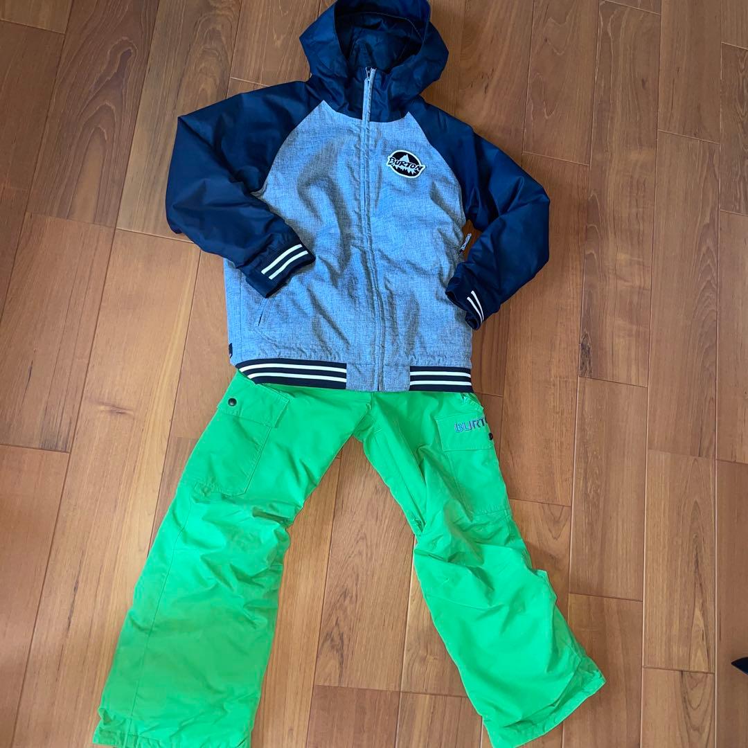 Burton スノーボードウェアセット グレーとグリーン　キッズMサイズ