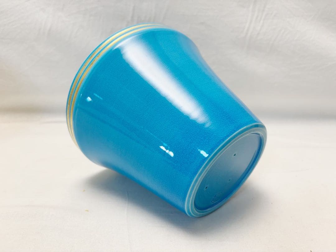 未使用 茶道具 御室窯 浅黄交趾 末広水指 水差し 陶印 共布 共箱