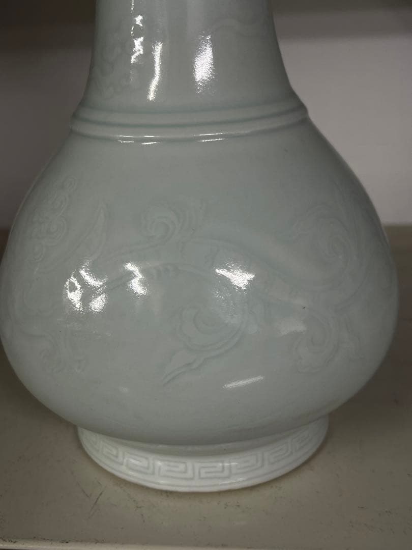 即決OK■中国明時代白磁龍紋花瓶