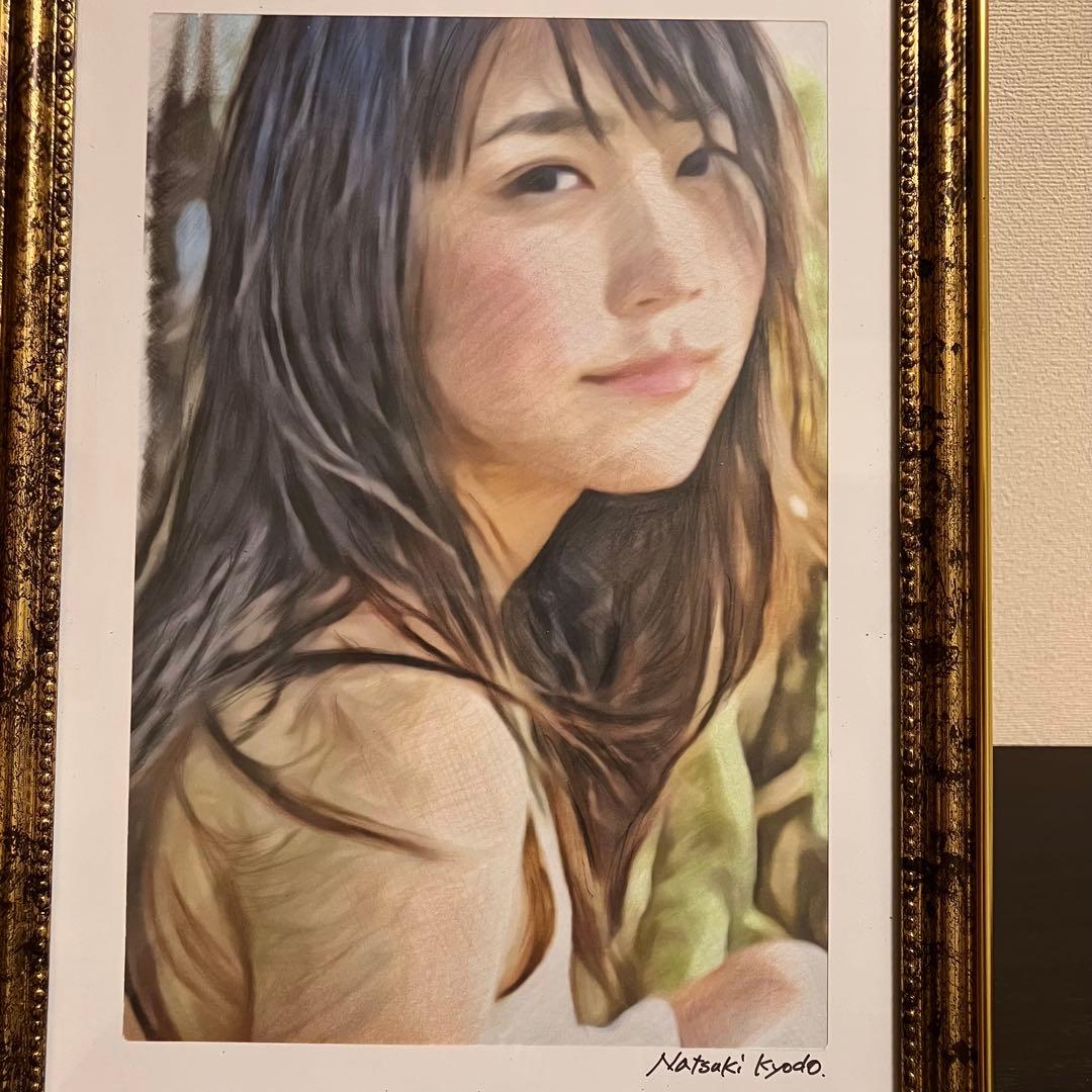 女優画20 額装品　額縁寸法32.7㎝×24.0㎝×1.5㎝　定款付　京藤夏樹