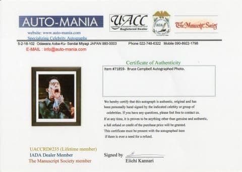 期間限定値下げ！ブルース・キャンベル 直筆サイン入り写真 UACCrd証明書付き