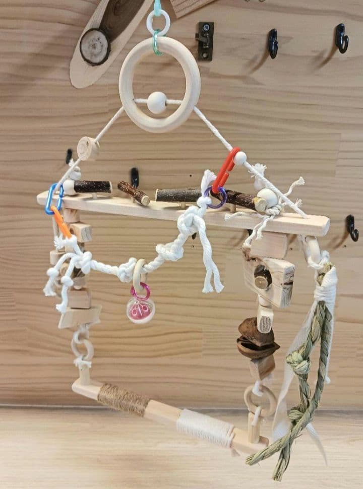 24　自然素材　バードアスレチック　ブランコ(大)インコ　バードトイ　止まり木