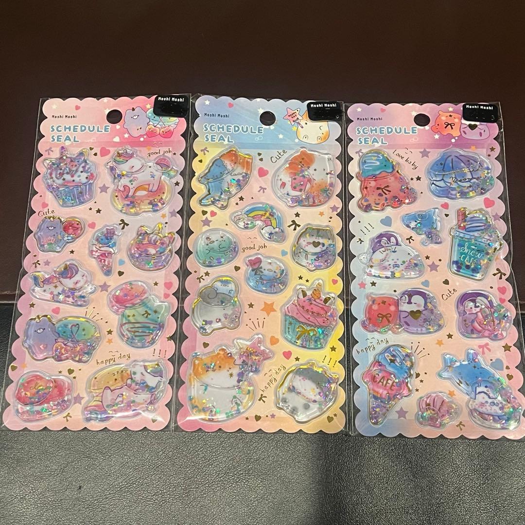 【海外正規品】ペンギン　ユニコーン　めんだこ　ハムスター　ウォーターシール　3枚