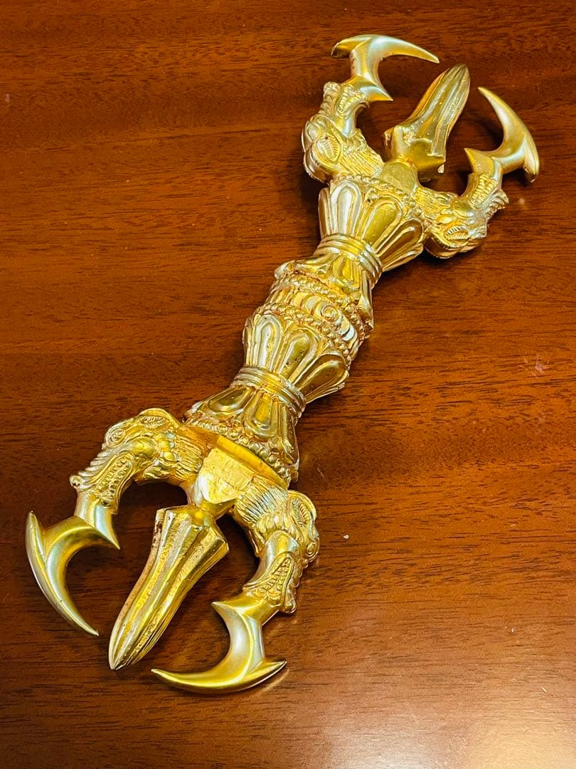 新品 未使用 法具 24金張 三鈷杵 ヴァジュラ 特大 サイズ約23㎝