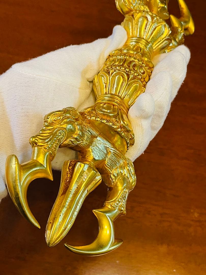 新品 未使用 法具 24金張 三鈷杵 ヴァジュラ 特大 サイズ約23㎝