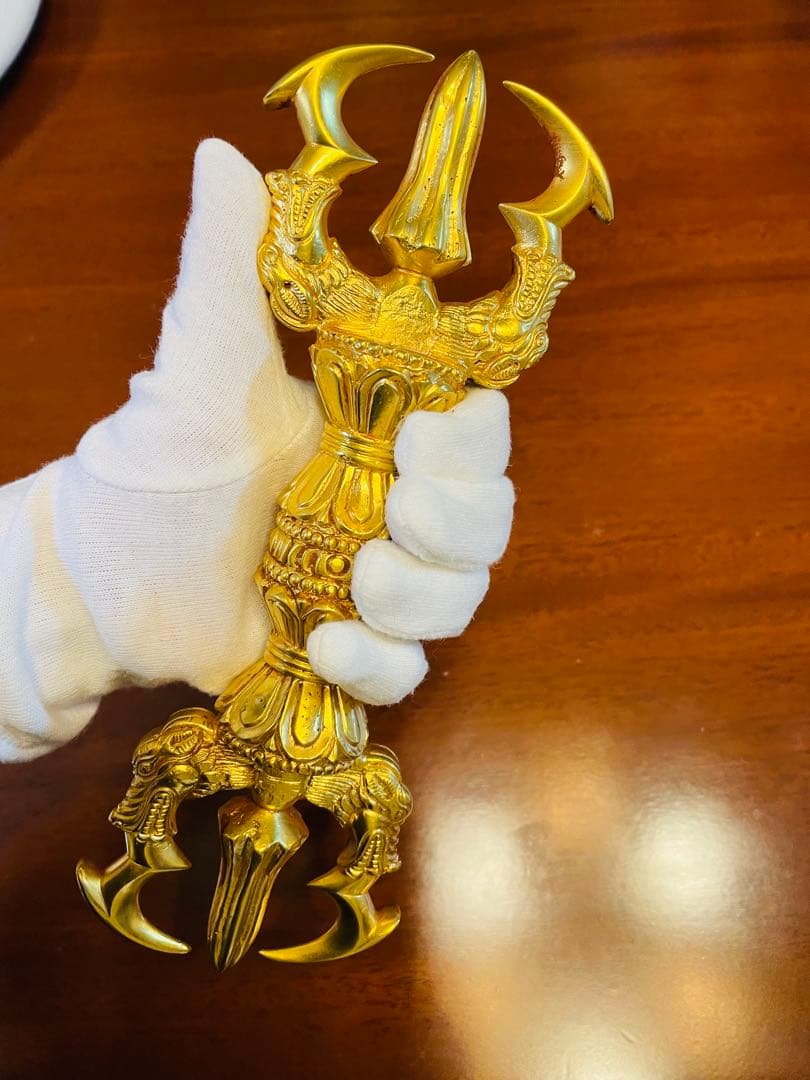 新品 未使用 法具 24金張 三鈷杵 ヴァジュラ 特大 サイズ約23㎝