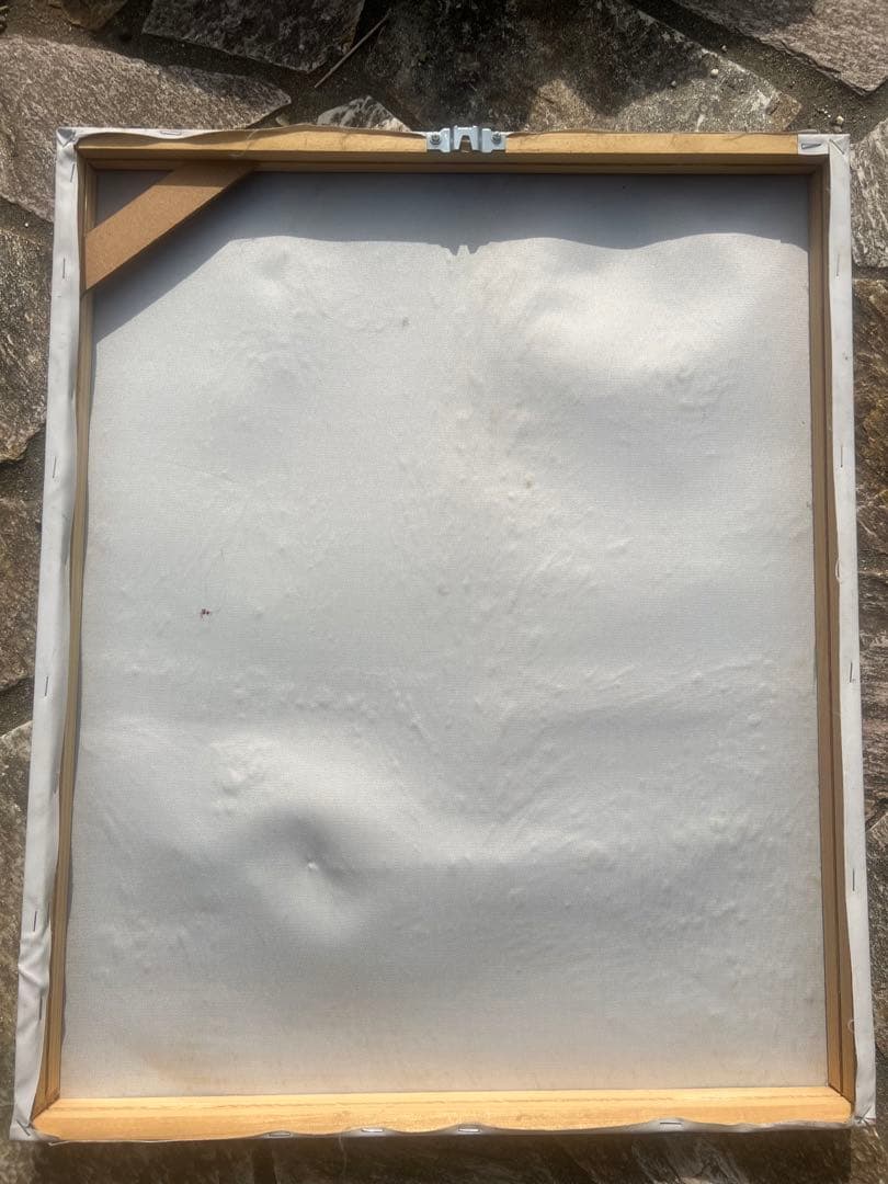 油絵　ゴッホ　《夜のプロヴァンスの田舎道（糸杉と星の見える道）》額なし　木枠のみ