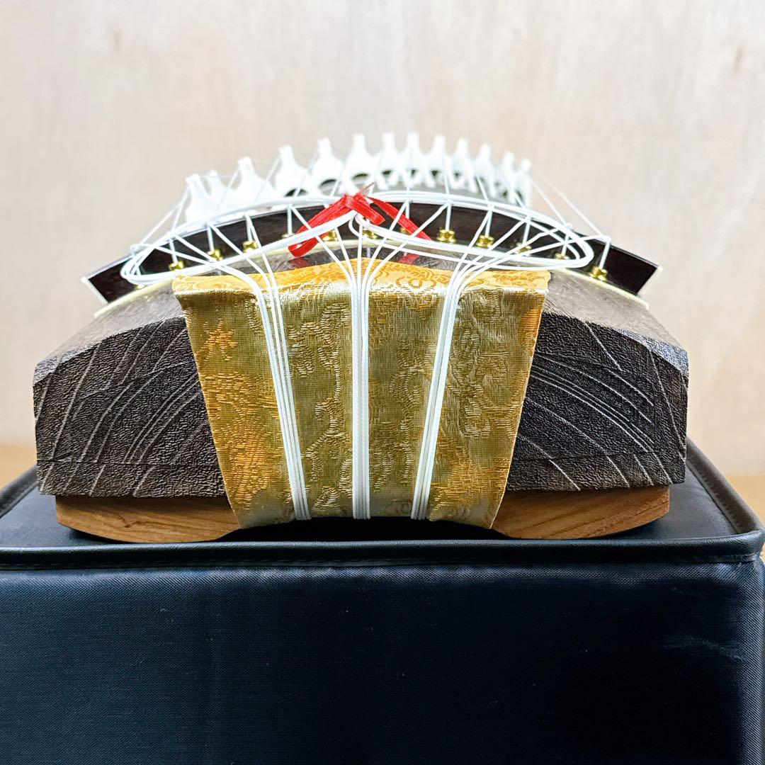 【美品】 ゼンオン 文化箏 高級 立柱ケース 13弦 全長86cm 琴 短琴 箏