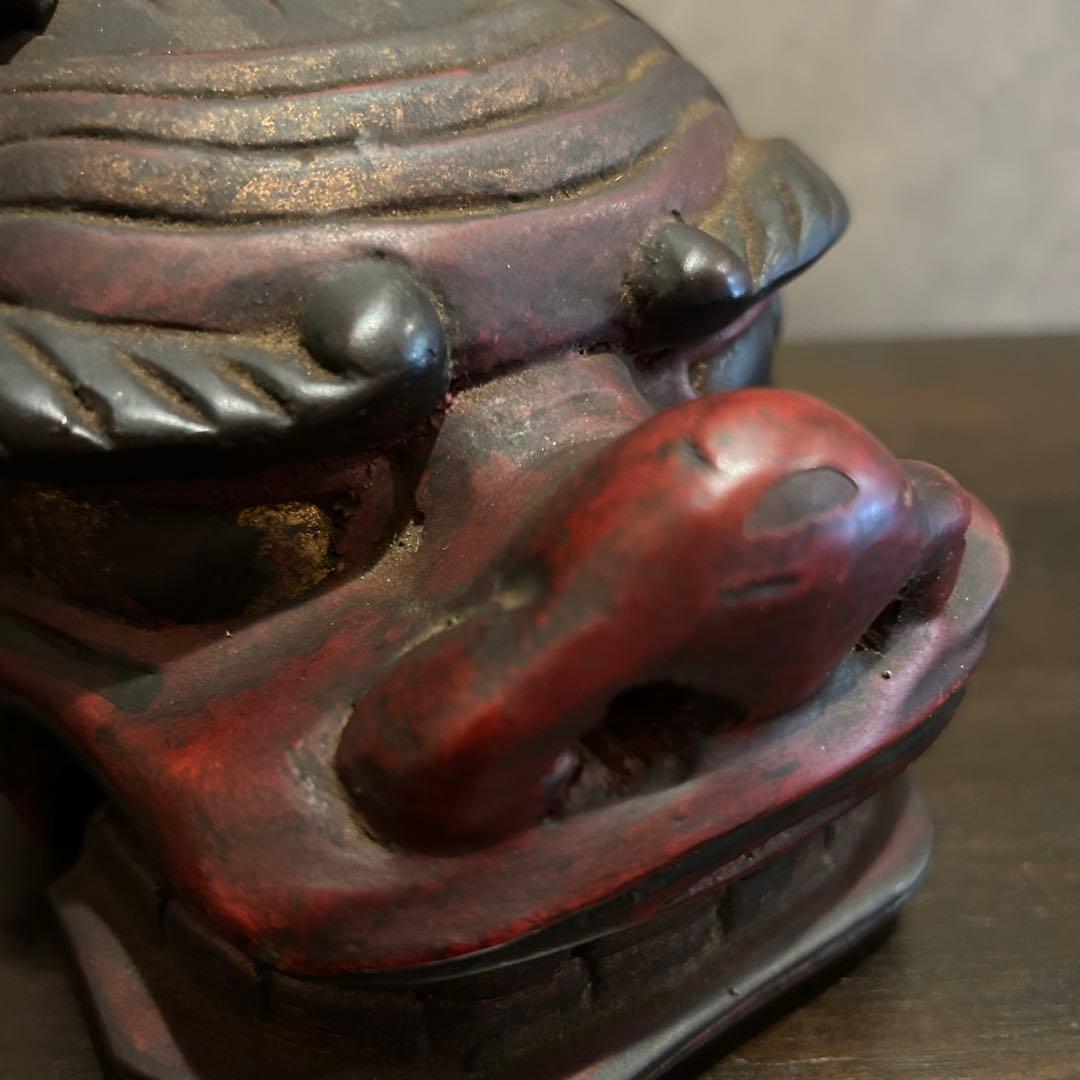 古い　獅子頭　獅子舞　骨董