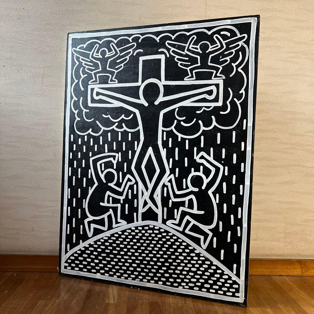 貴重　キース•ヘリング　大型肉筆油彩画