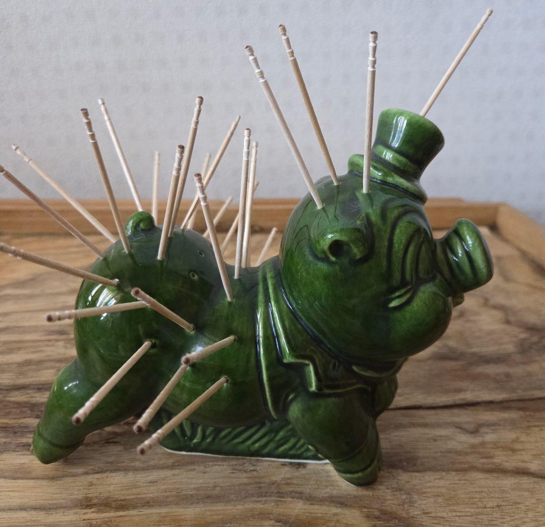 アメリカンヴィンテージ 陶器製 豚型 前菜、パーティー向け 楊子ホルダー