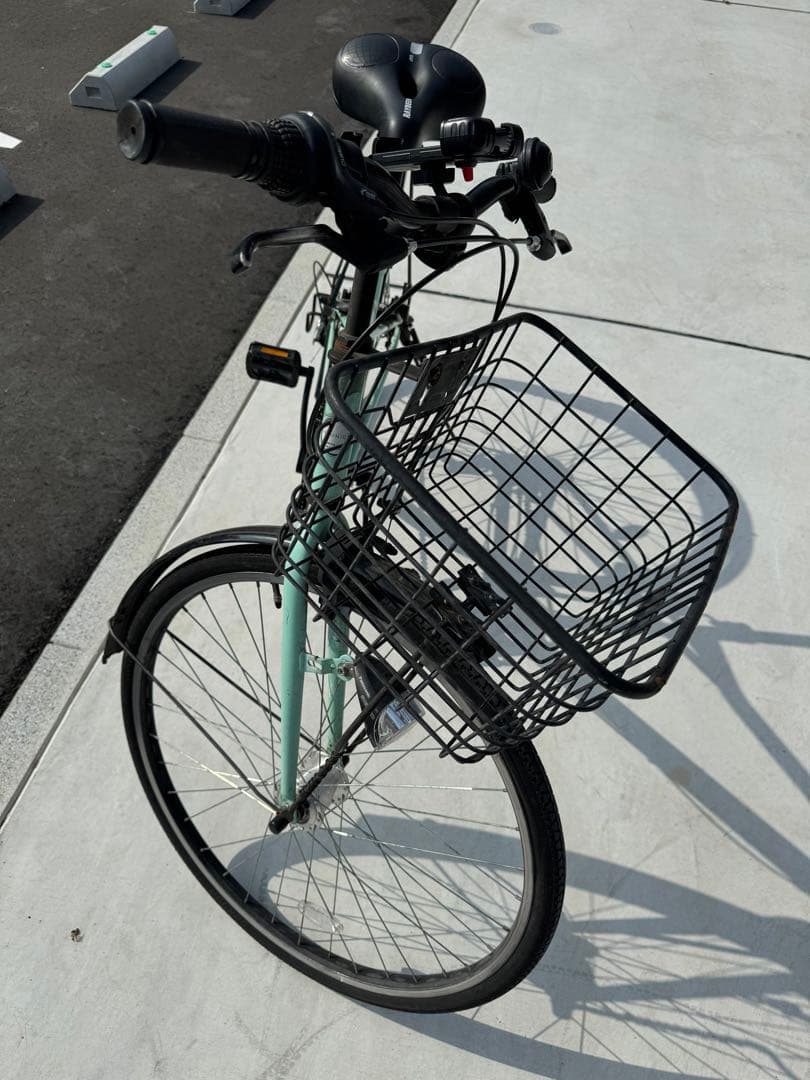 【直接引き取り限定】カゴ付きクロスバイク自転車27インチ6段変速