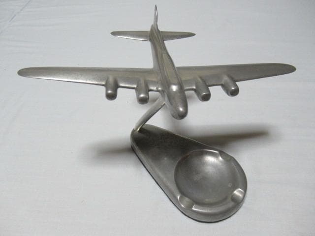美品 1930年代 アメリカ製◆爆撃機 ボーイングB-17模したオブジェ付き灰皿