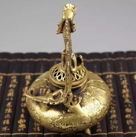 手提竜香炉 銅器 香炉 茶道具 香道具 工芸品 美術品 置物