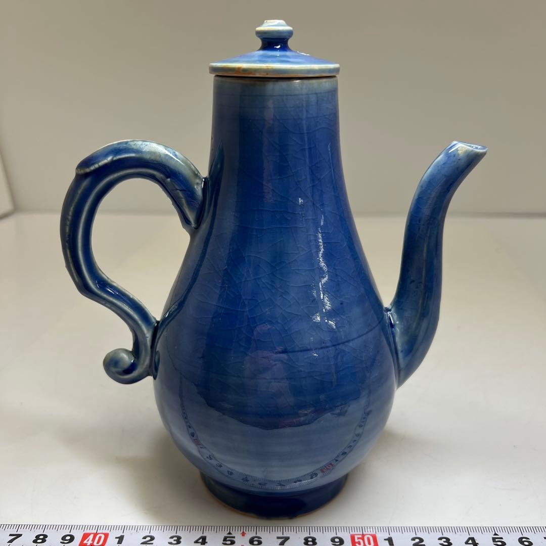 中国明時代　景徳鎮民窯　瑠璃釉水注　高さ18.5㎝トトコサ東な8-0121☆2F