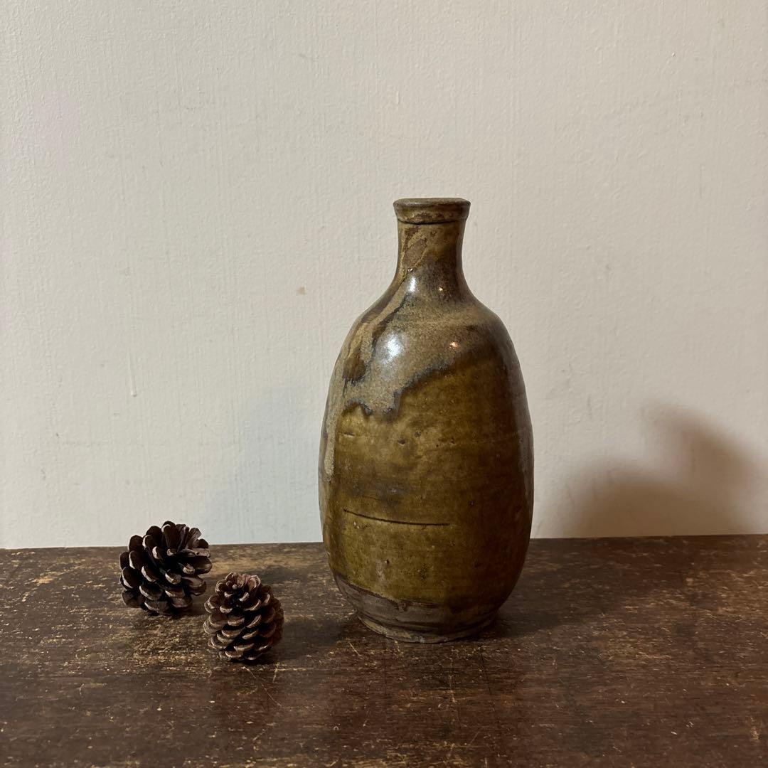 古い美濃　瀬戸徳利　江戸　明治　花入　酒器　アンティーク　古道具　花器　李朝