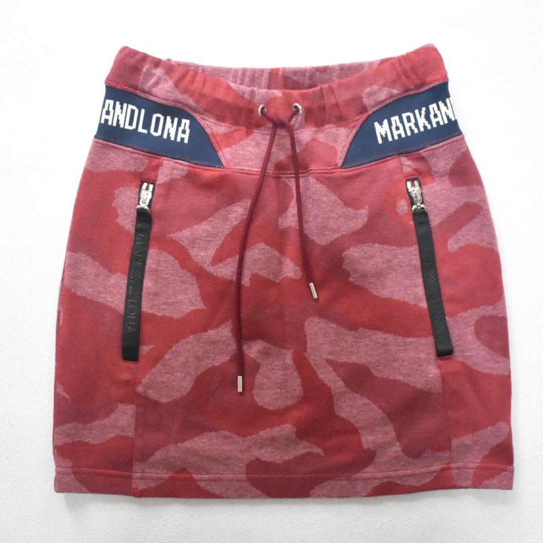 MARK & LONA スウェットスカート 36 カモフラ スカル柄 ロゴリブ