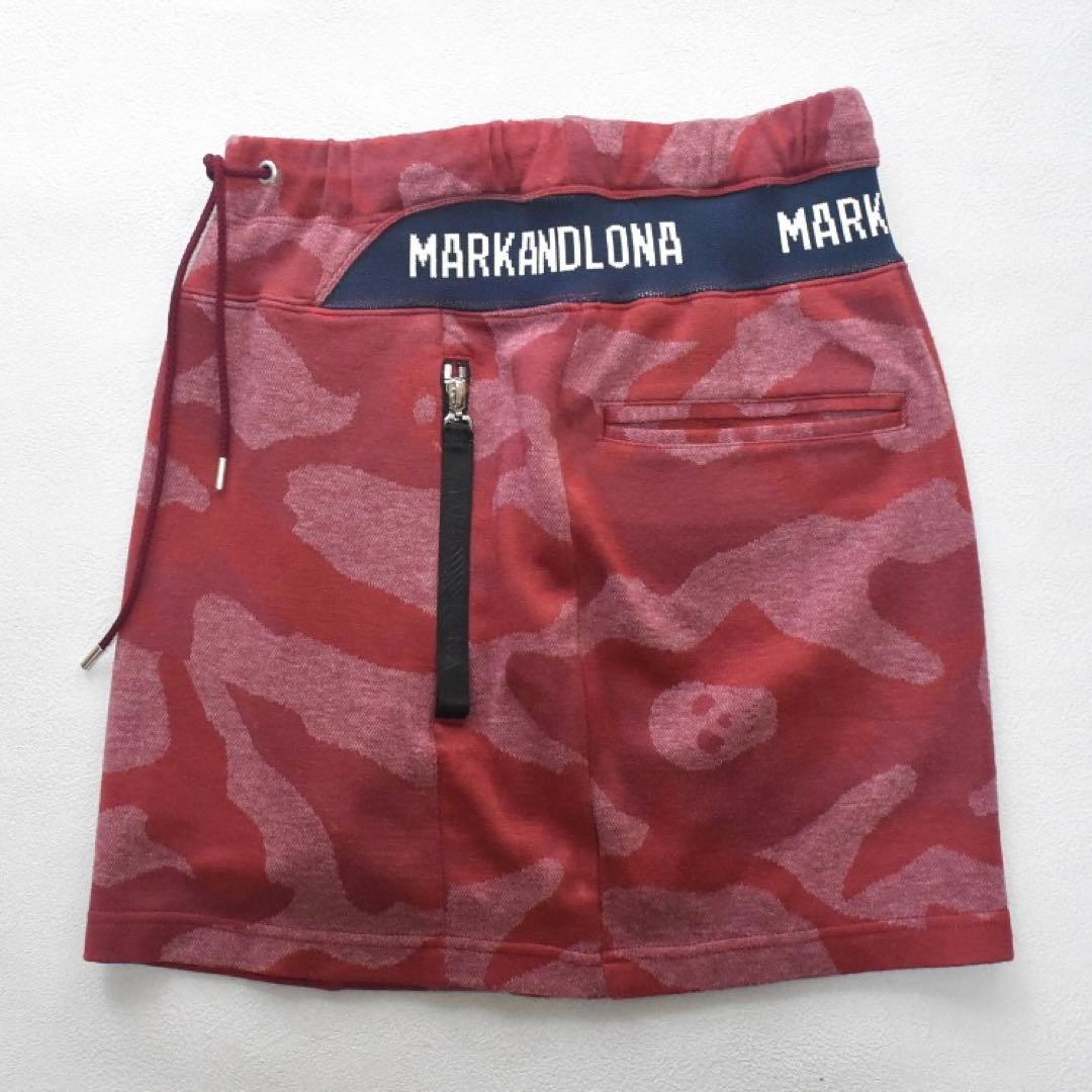 MARK & LONA スウェットスカート 36 カモフラ スカル柄 ロゴリブ