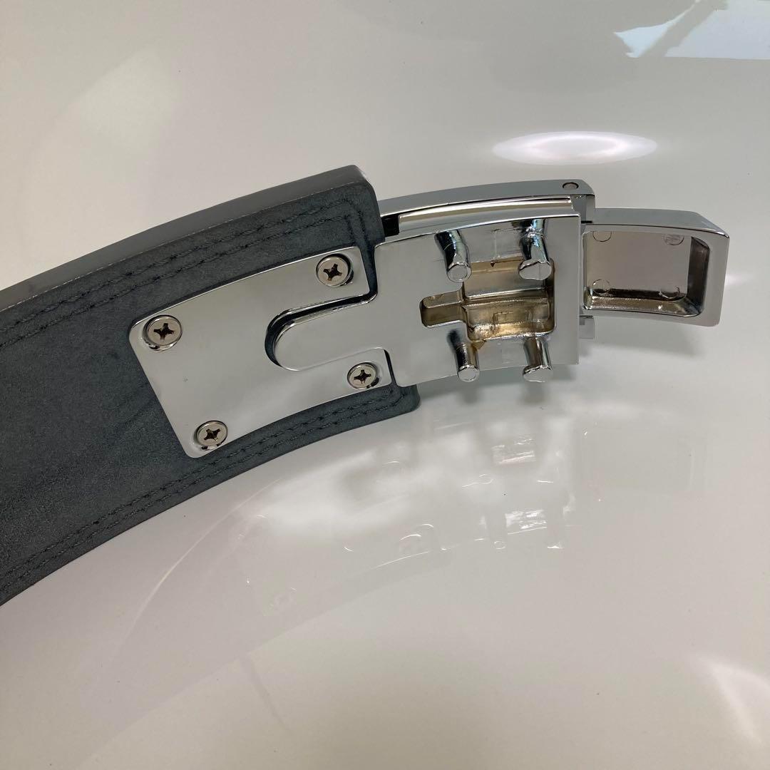 新品 パワーベルト レバーアクション Sサイズ 本革 グレー×艶銀 可変式