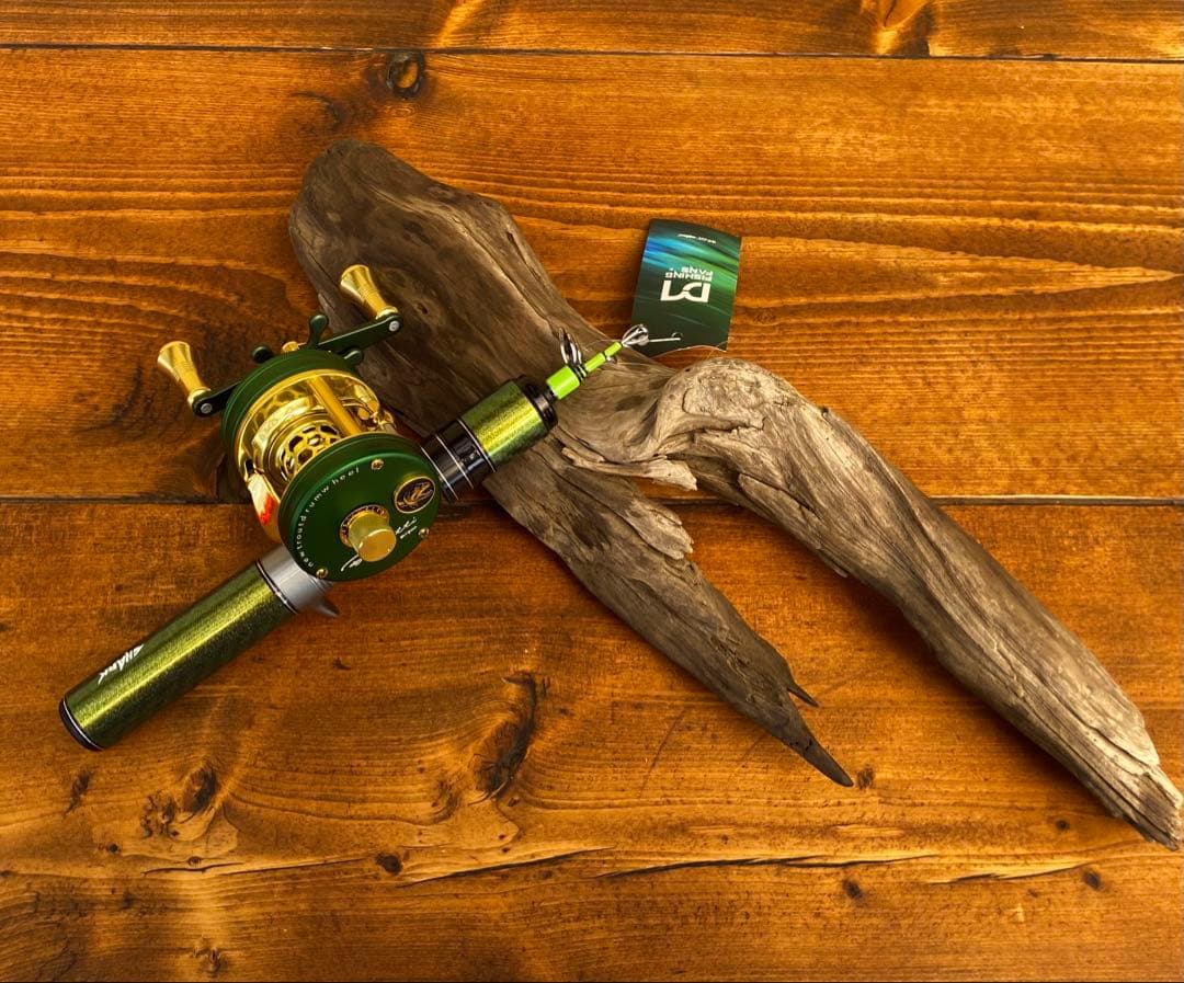 超コンパクト　トラウトロッド　5ft ベイトロッド グリーン　渓流釣り　テレスコ