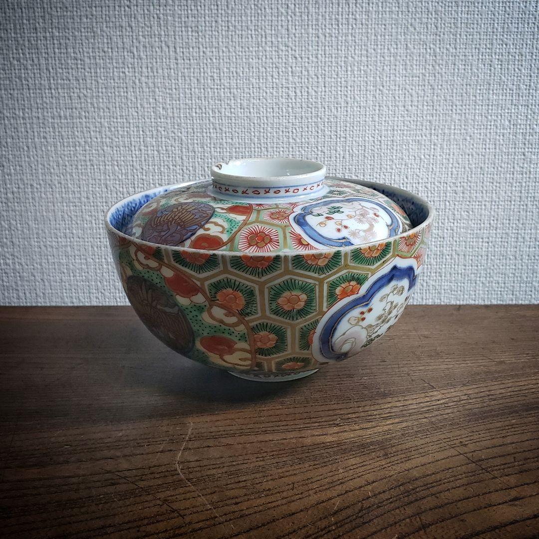 蓋物　蓋茶碗　古伊万里　金襴手　染付　亀甲　舞鶴　鳳凰　松竹梅　角福　ニュウ