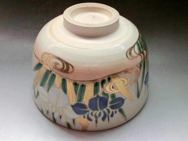 茶碗■京薩摩【平安 香菊造】 菖蒲 京焼 清水焼 共箱 お茶道具 時代物骨董品■