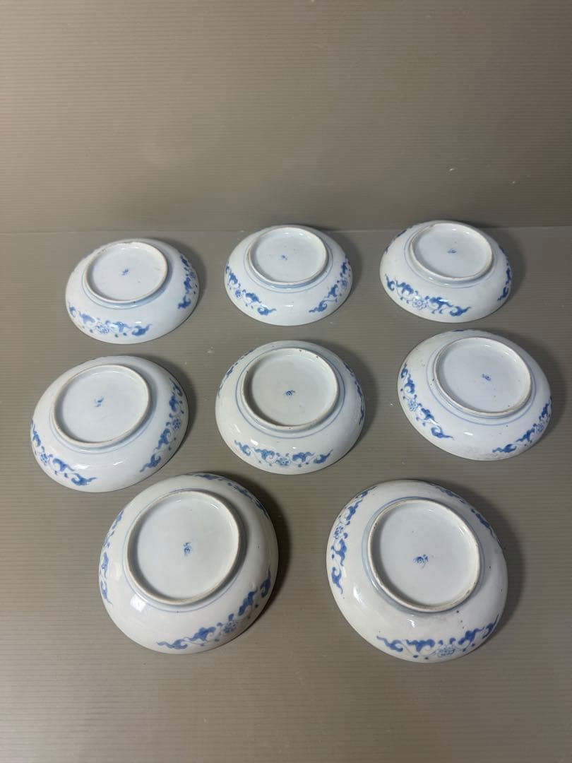 2429 激レア　香蘭社　伊萬里風　色絵龍文　皿　8客　時代物