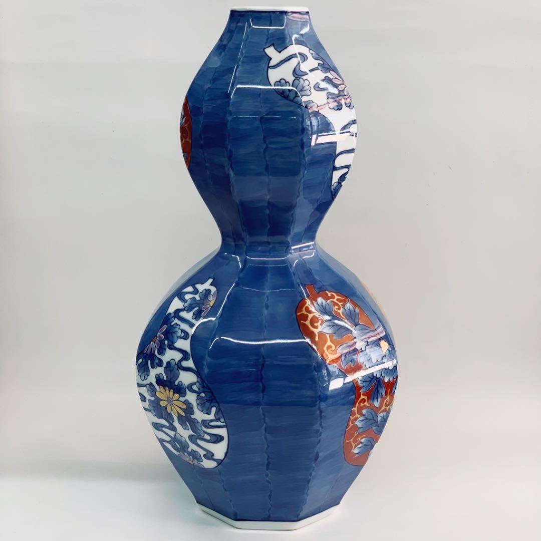 【花瓶1】有田焼　瓢形　瓢絵　12号　崋山万右衛門　共箱