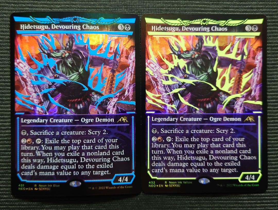 mtg 貪る混沌、碑出告 黄色 青色 ネオンインク FOIL 432 neo