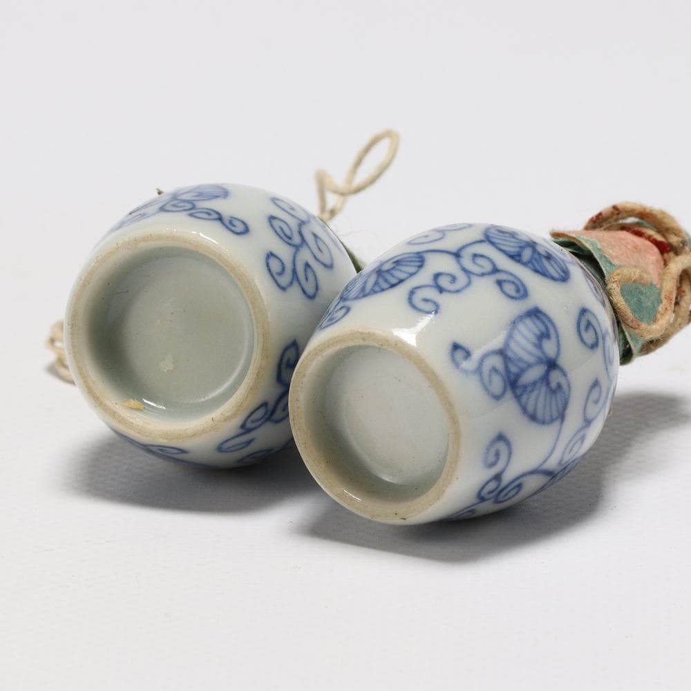 305B 葵文 雛徳利 対 箱付 染付  ミニチュア徳利 雛祭り 高さ5㎝