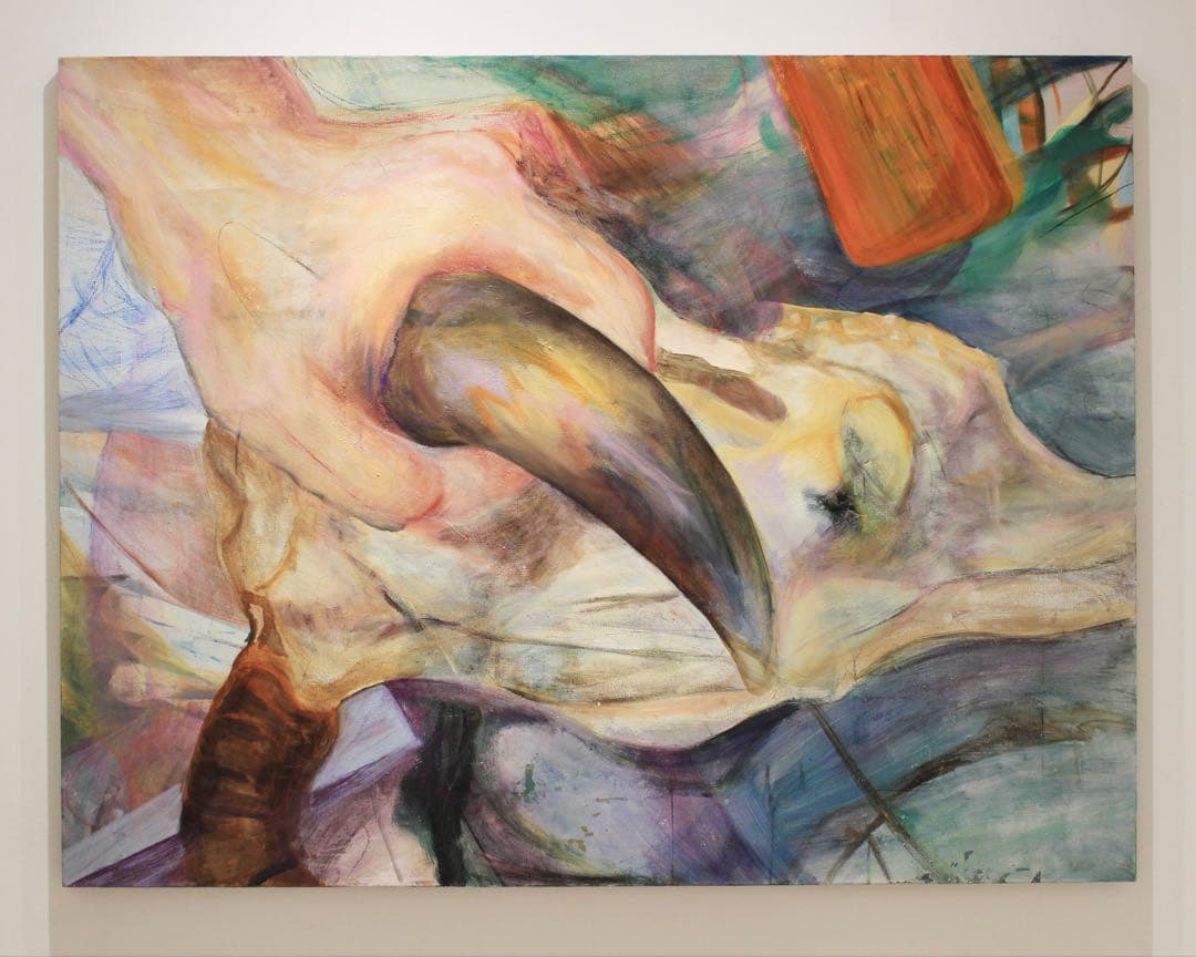 【F80号】delay 原画　抽象表現主義 油彩画 動物の頭部